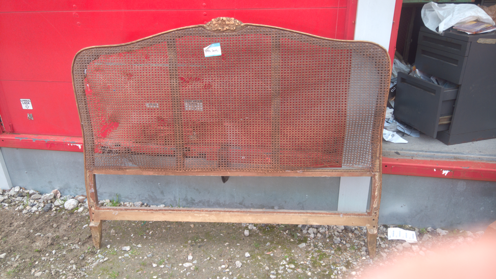 Rare Antique French Headboard Bed with Gold Leafing